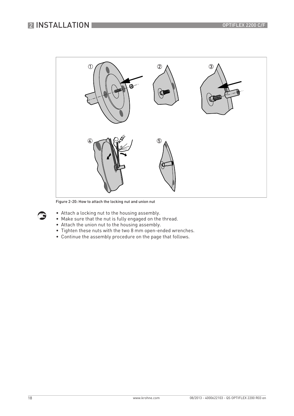 Installation | KROHNE OPTIFLEX 2200 C_F Quickstart EN User Manual | Page 18 / 48