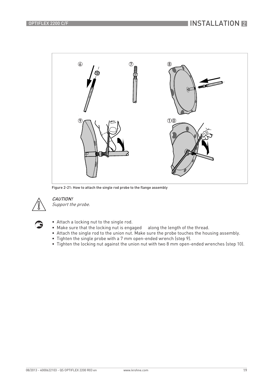 Installation | KROHNE OPTIFLEX 2200 C_F Quickstart EN User Manual | Page 19 / 48