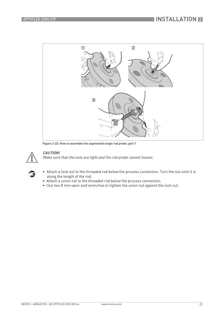 Installation | KROHNE OPTIFLEX 2200 C_F Quickstart EN User Manual | Page 21 / 48