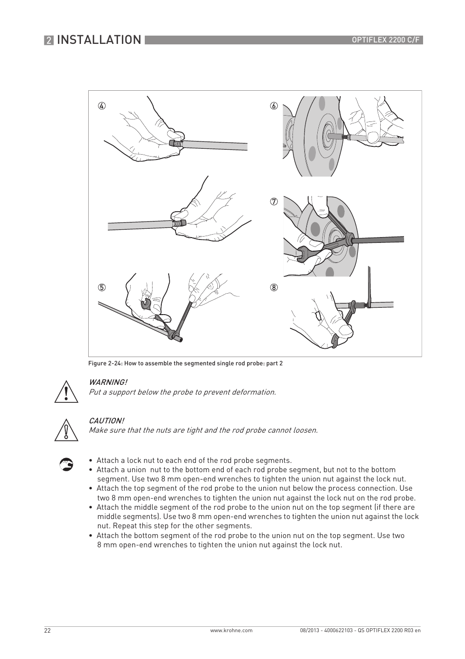 Installation | KROHNE OPTIFLEX 2200 C_F Quickstart EN User Manual | Page 22 / 48