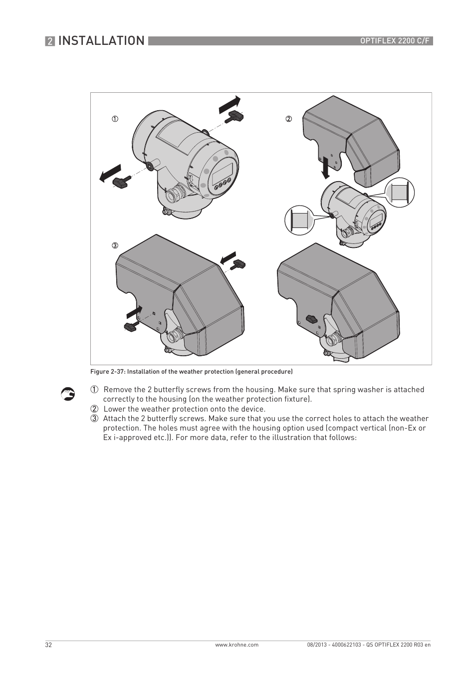 Installation | KROHNE OPTIFLEX 2200 C_F Quickstart EN User Manual | Page 32 / 48