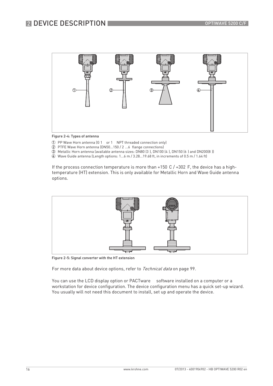 Device description | KROHNE OPTIWAVE 5200 C_F EN User Manual | Page 16 / 148