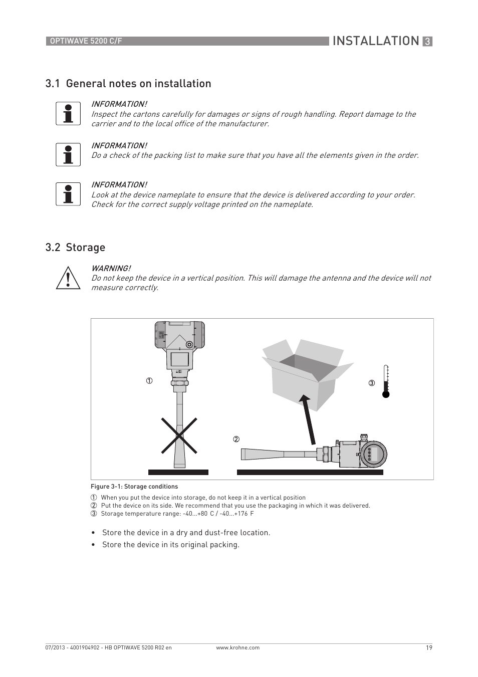 Installation | KROHNE OPTIWAVE 5200 C_F EN User Manual | Page 19 / 148