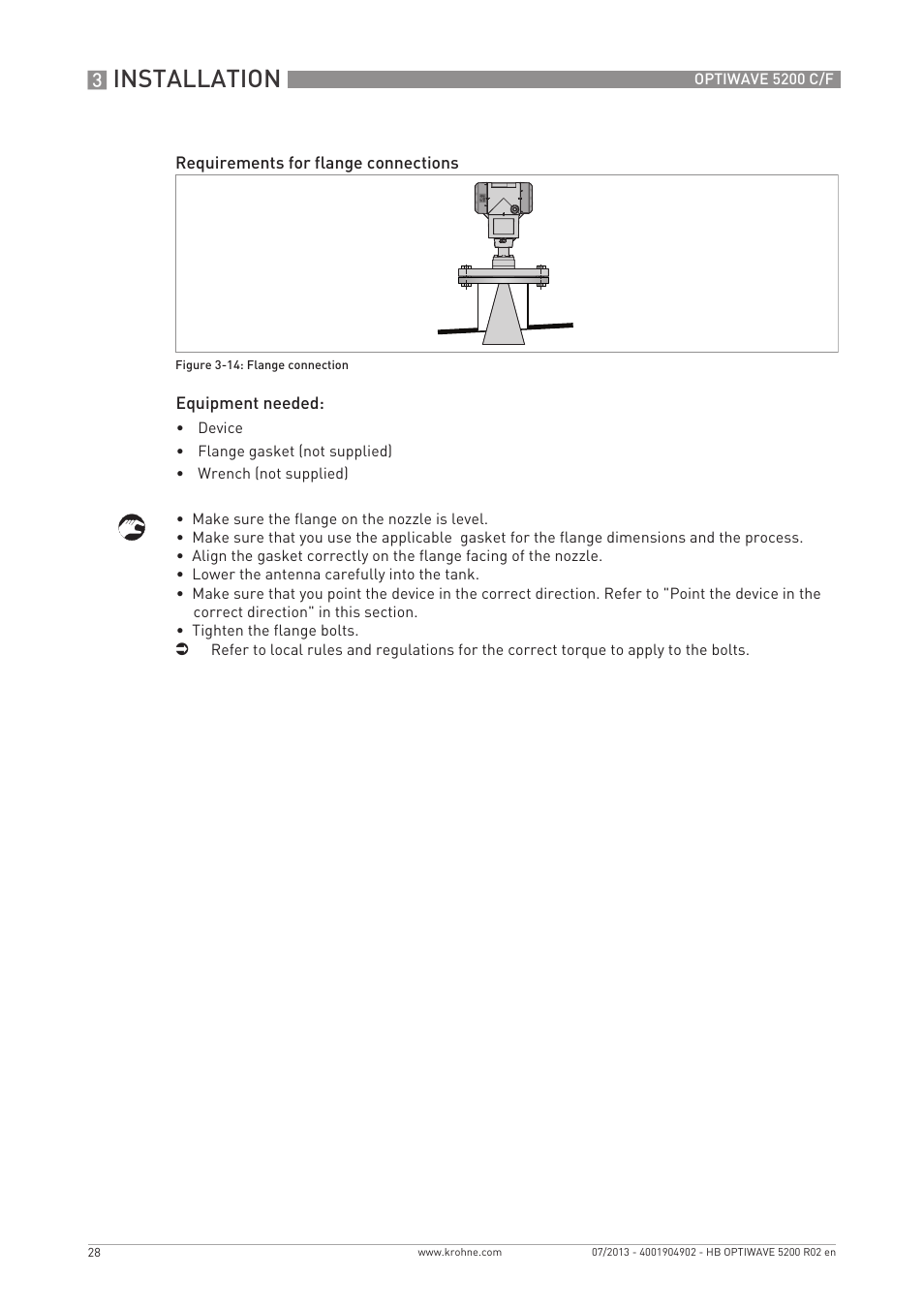 Installation | KROHNE OPTIWAVE 5200 C_F EN User Manual | Page 28 / 148