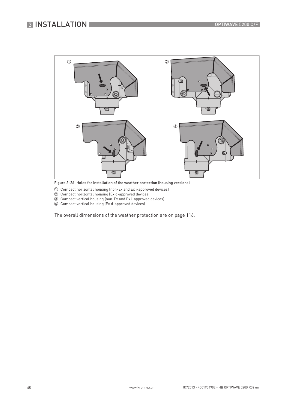 Installation | KROHNE OPTIWAVE 5200 C_F EN User Manual | Page 40 / 148