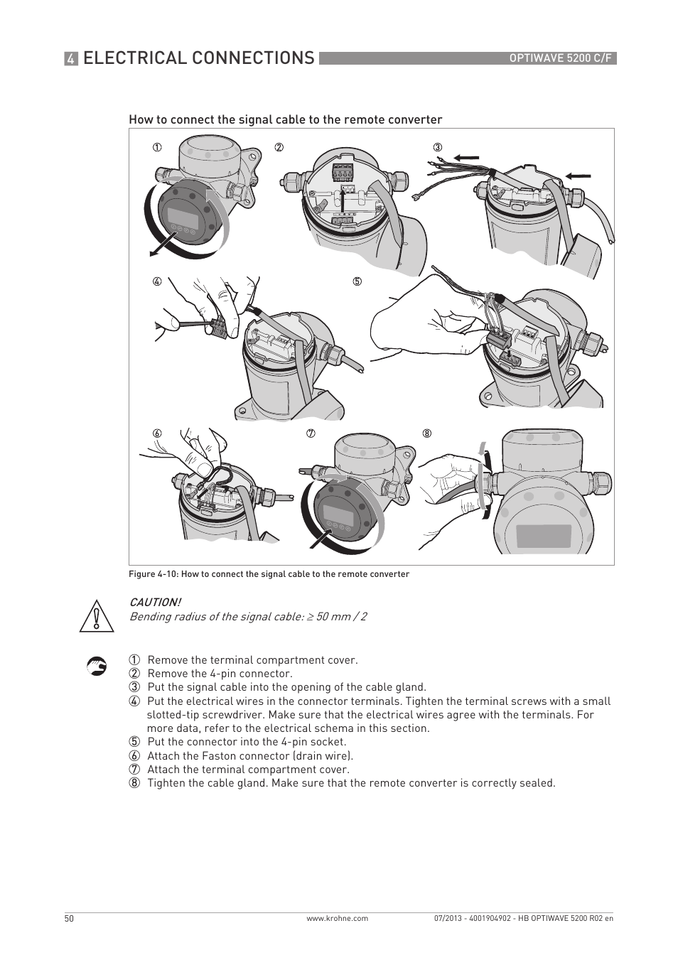 Electrical connections | KROHNE OPTIWAVE 5200 C_F EN User Manual | Page 50 / 148