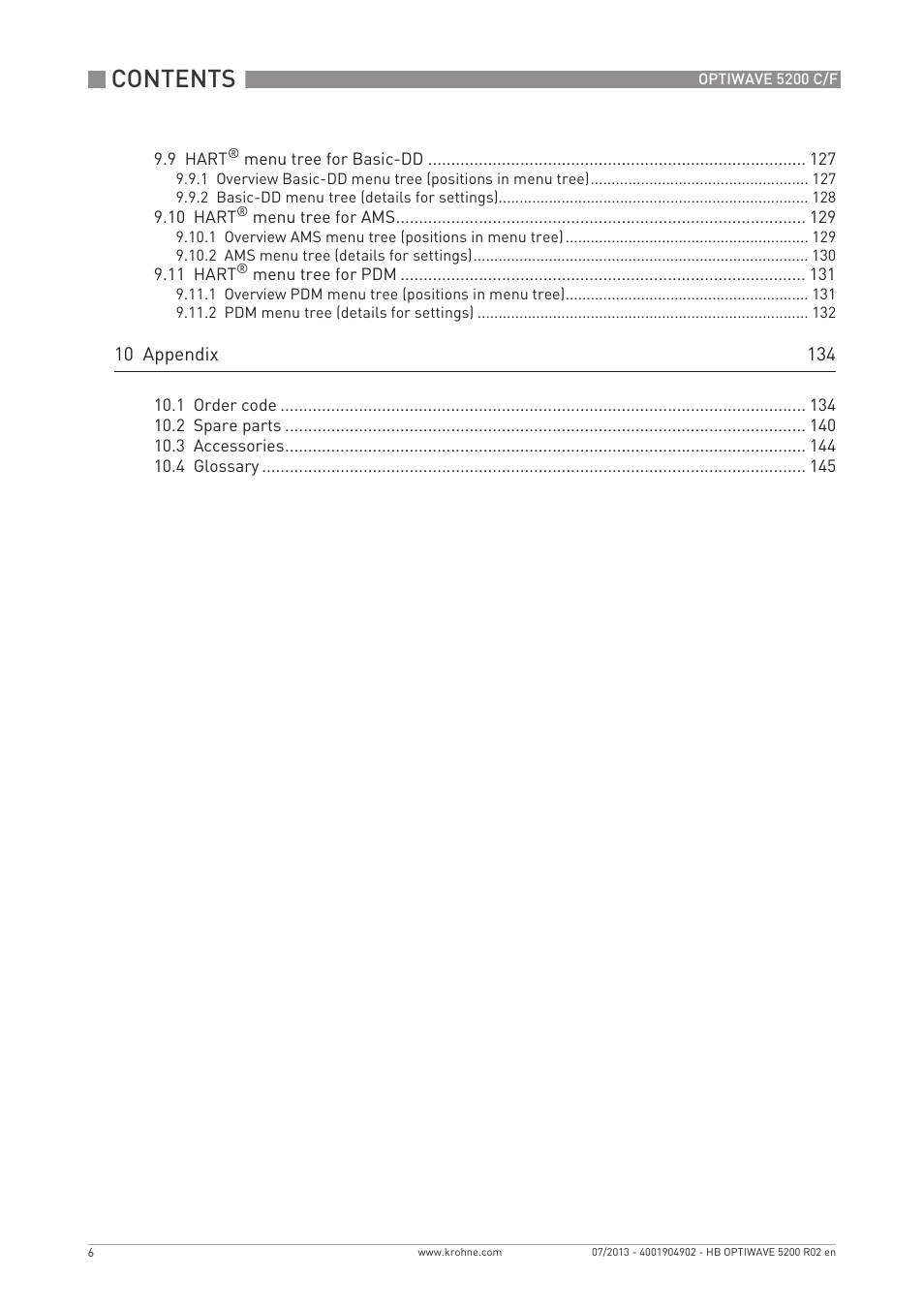 KROHNE OPTIWAVE 5200 C_F EN User Manual | Page 6 / 148