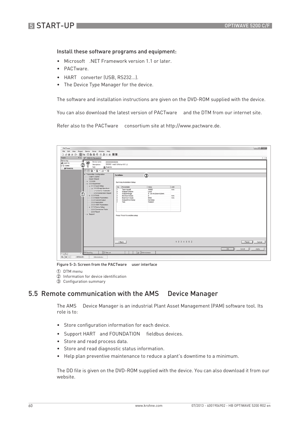 Start-up | KROHNE OPTIWAVE 5200 C_F EN User Manual | Page 60 / 148