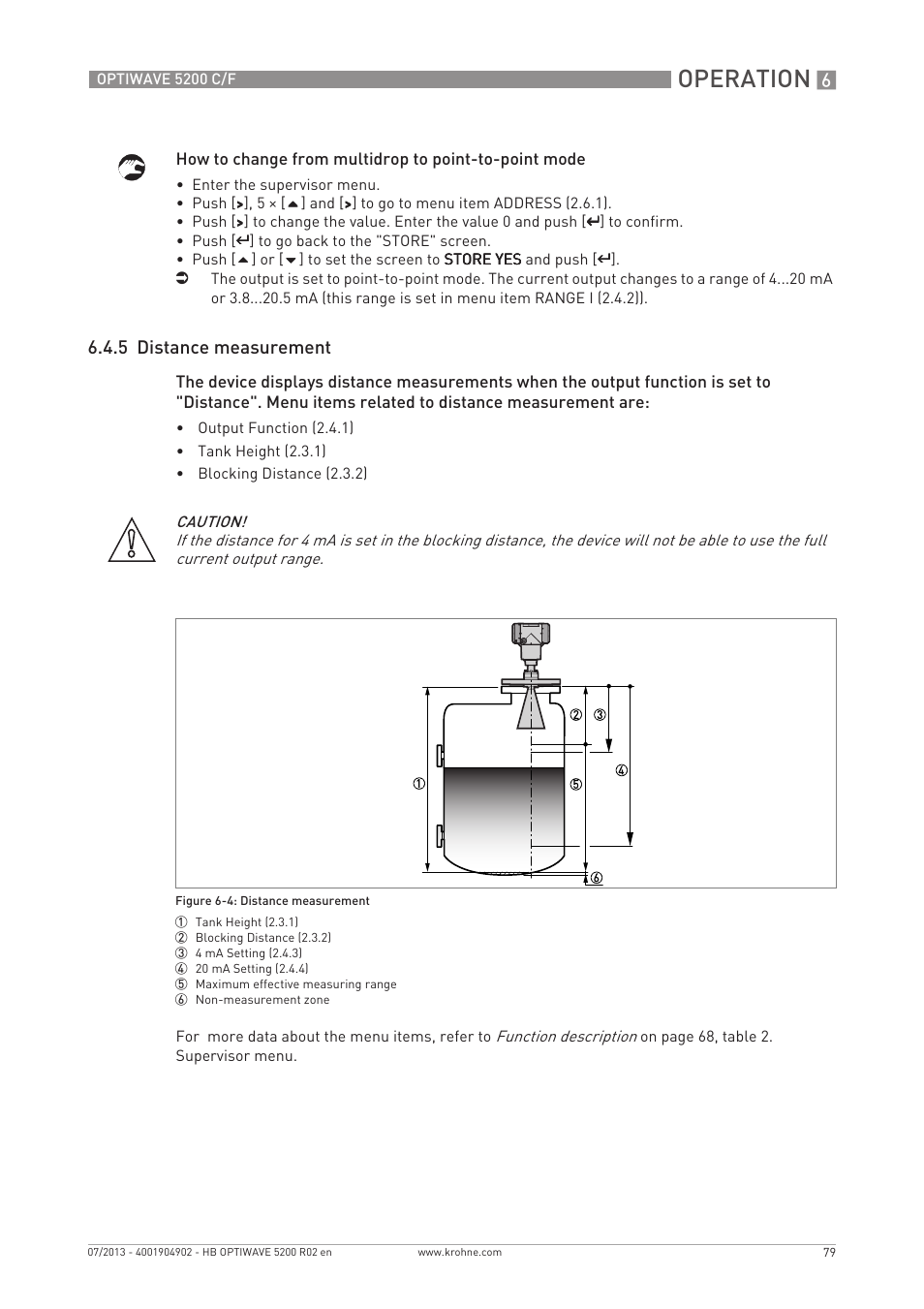 Operation, 5 distance measurement | KROHNE OPTIWAVE 5200 C_F EN User Manual | Page 79 / 148