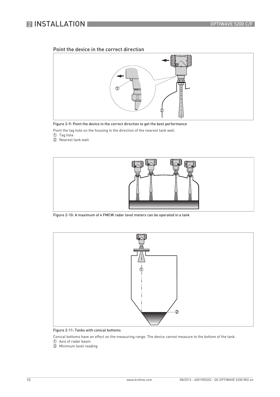 Installation | KROHNE OPTIWAVE 5200 C_F Quickstart EN User Manual | Page 10 / 40