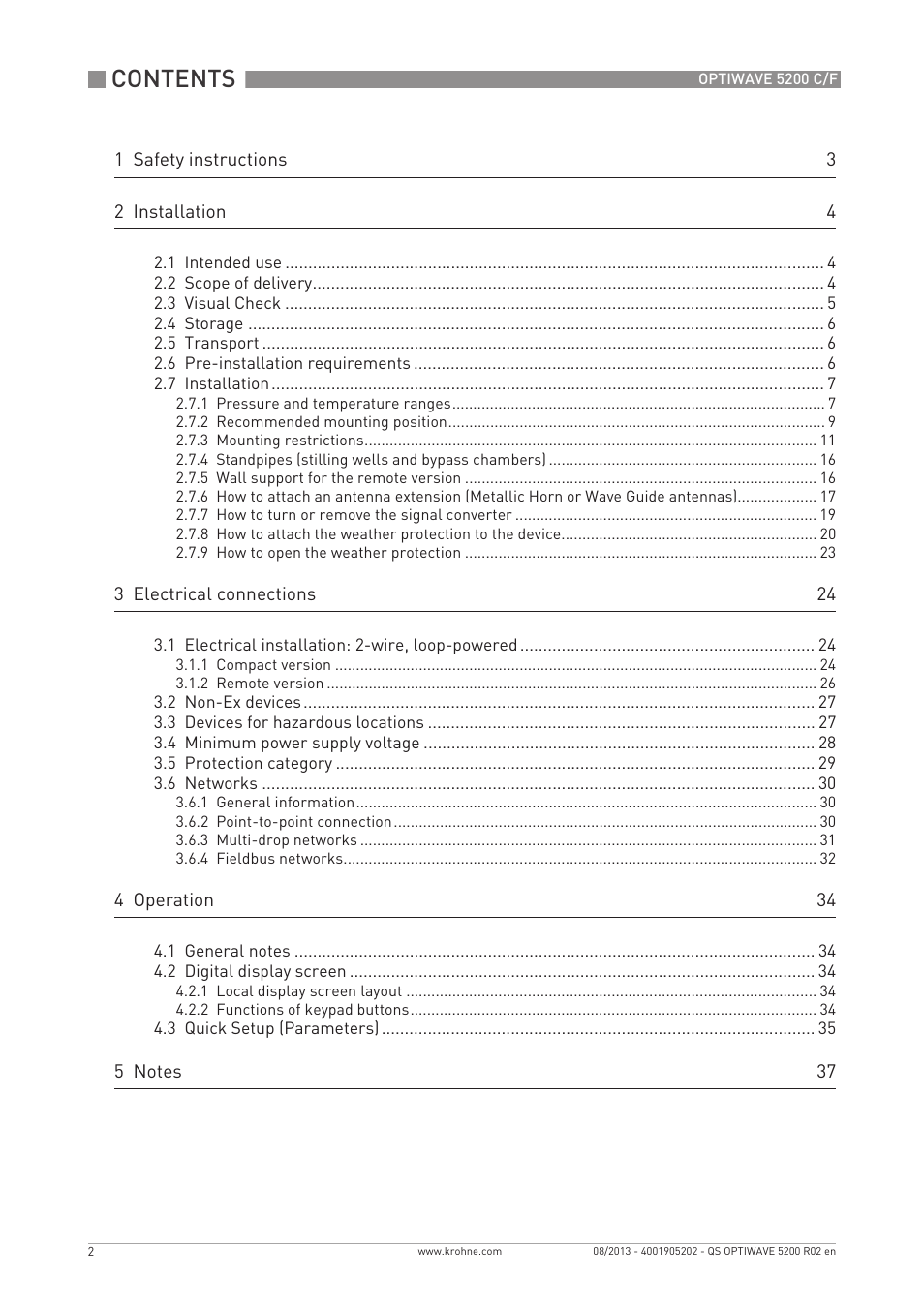 KROHNE OPTIWAVE 5200 C_F Quickstart EN User Manual | Page 2 / 40