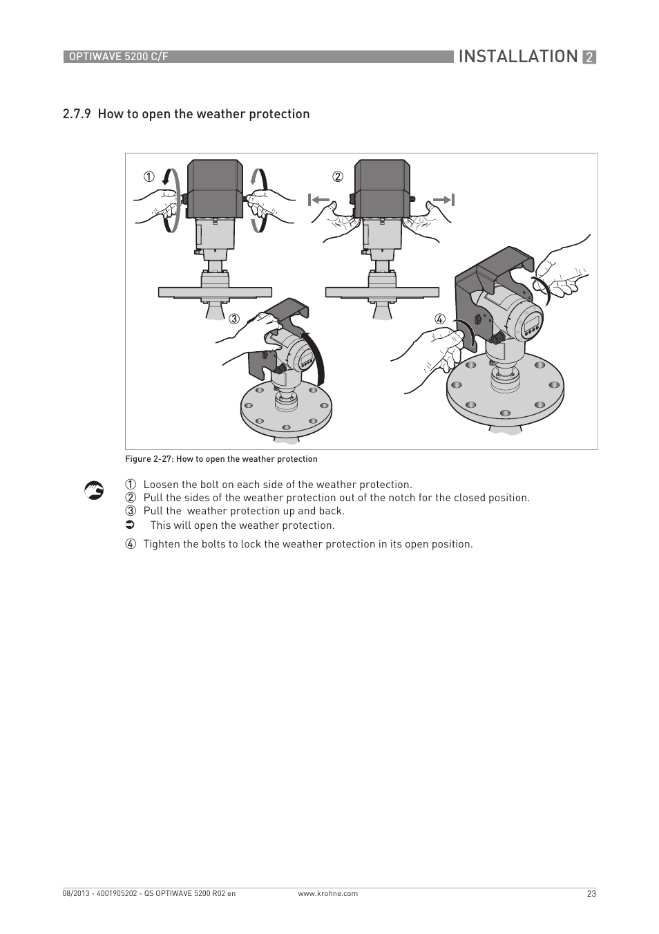 Installation | KROHNE OPTIWAVE 5200 C_F Quickstart EN User Manual | Page 23 / 40