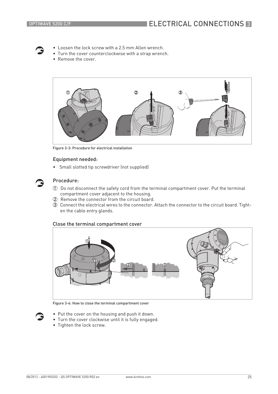 Electrical connections | KROHNE OPTIWAVE 5200 C_F Quickstart EN User Manual | Page 25 / 40