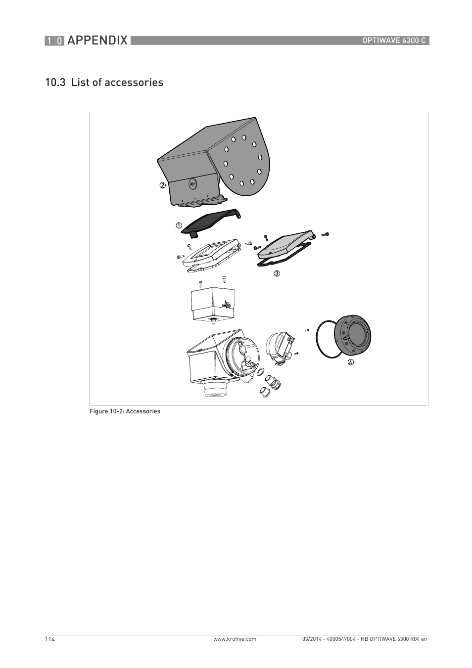 Appendix, 3 list of accessories | KROHNE OPTIWAVE 6300C EN User Manual | Page 114 / 120