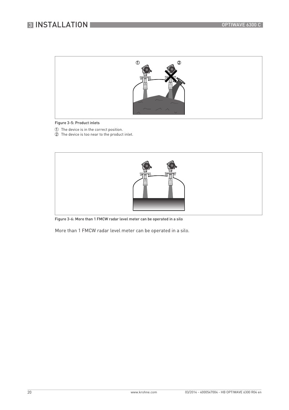 Installation | KROHNE OPTIWAVE 6300C EN User Manual | Page 20 / 120