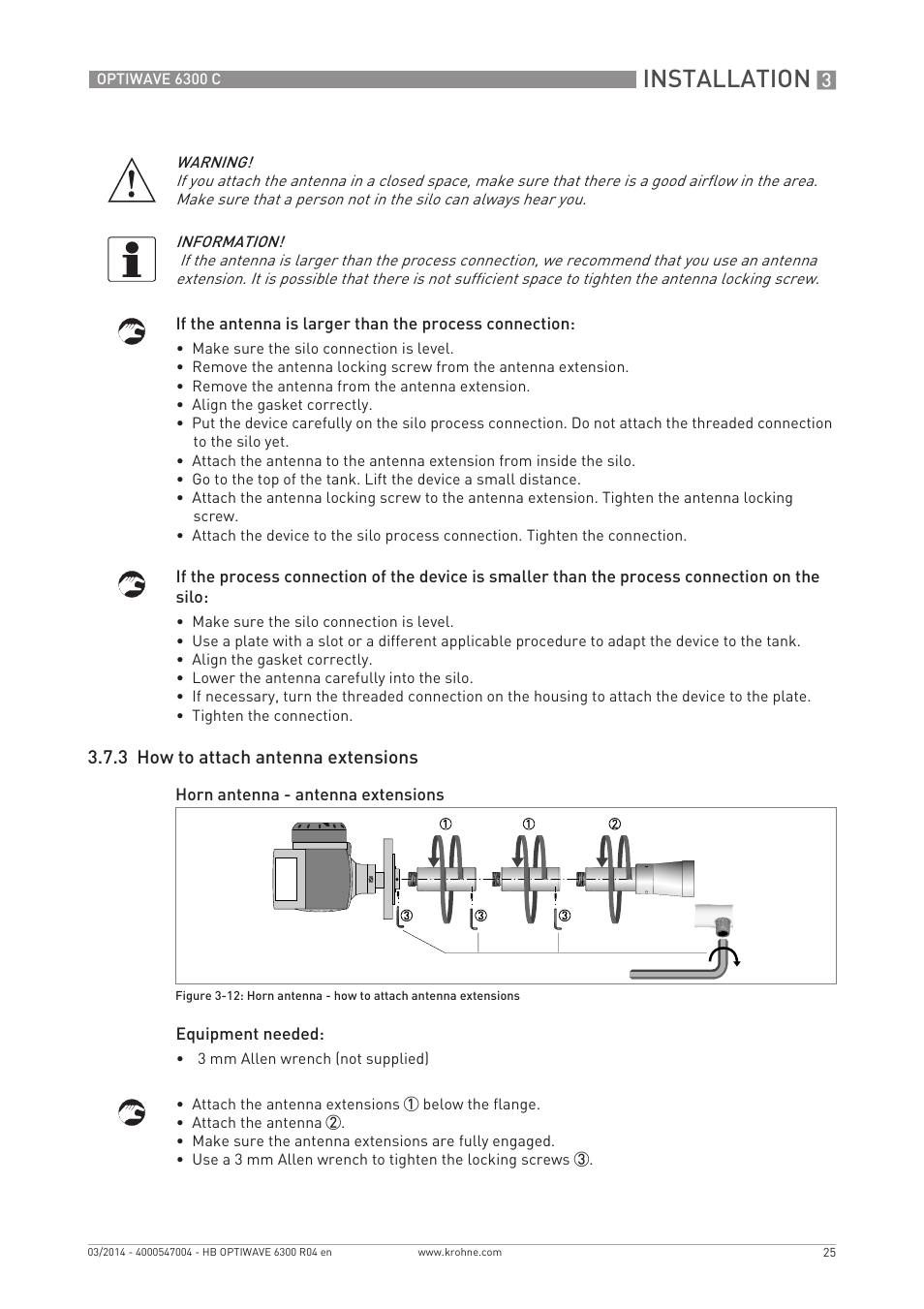 Installation | KROHNE OPTIWAVE 6300C EN User Manual | Page 25 / 120