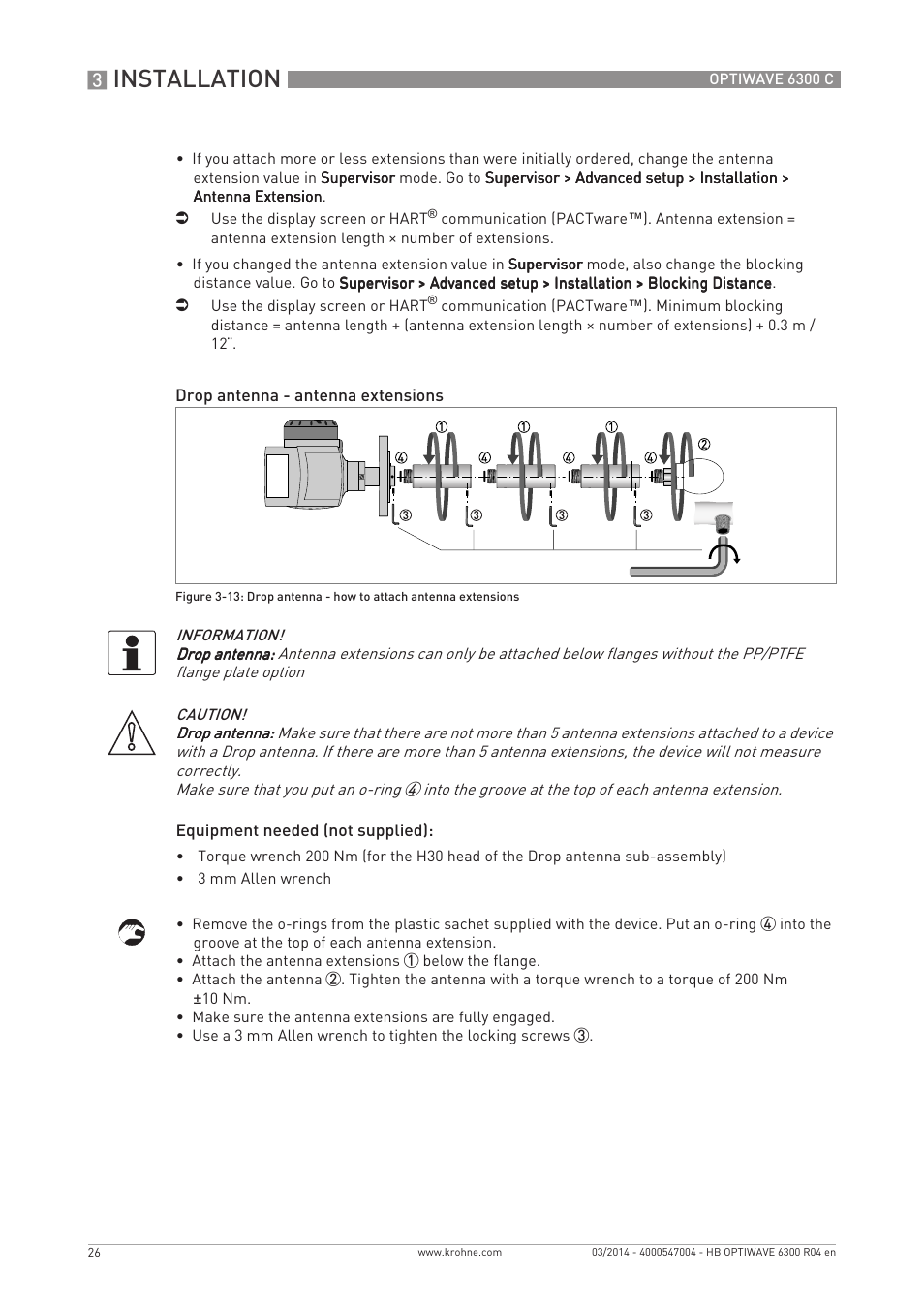 Installation | KROHNE OPTIWAVE 6300C EN User Manual | Page 26 / 120