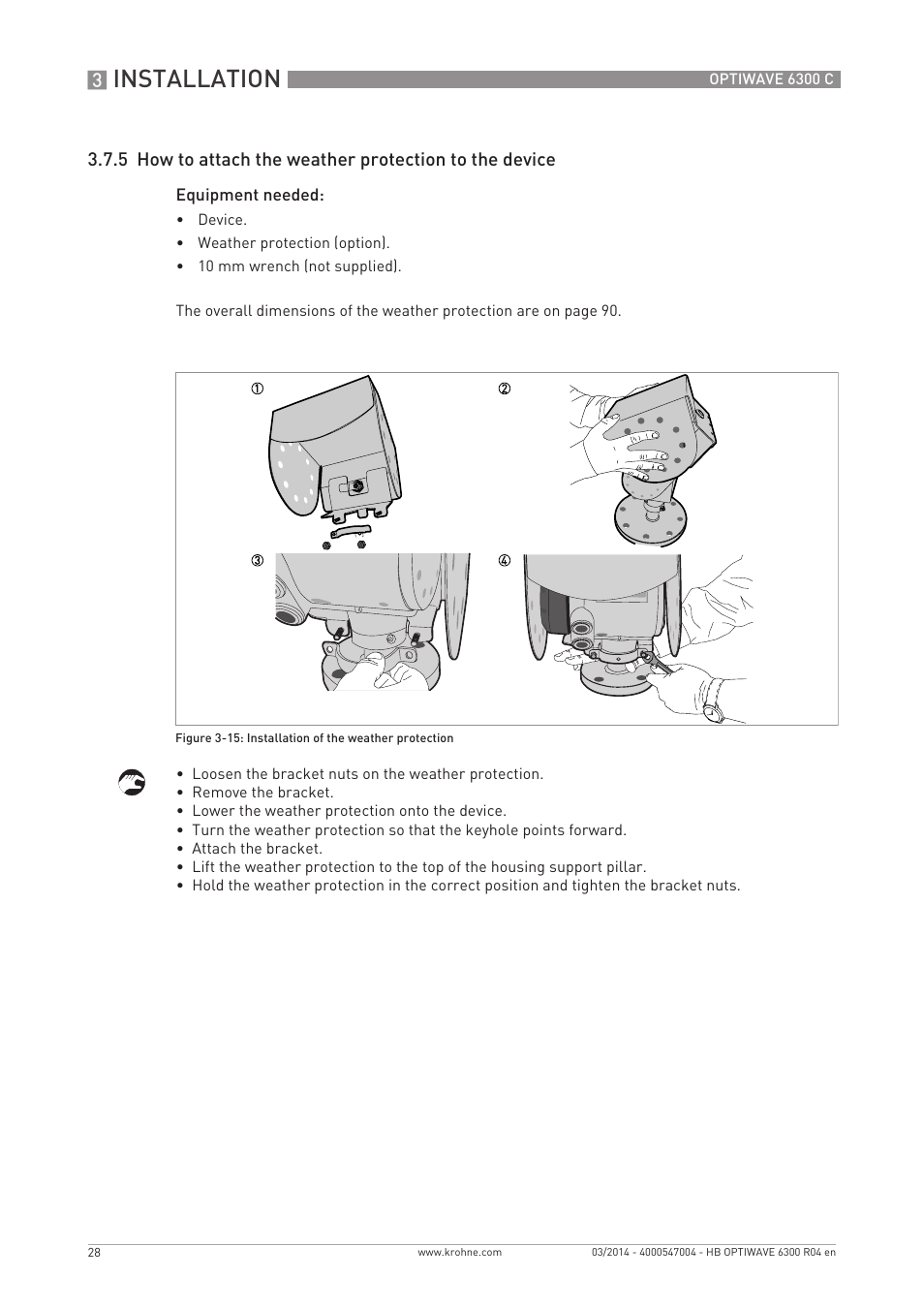 Installation | KROHNE OPTIWAVE 6300C EN User Manual | Page 28 / 120