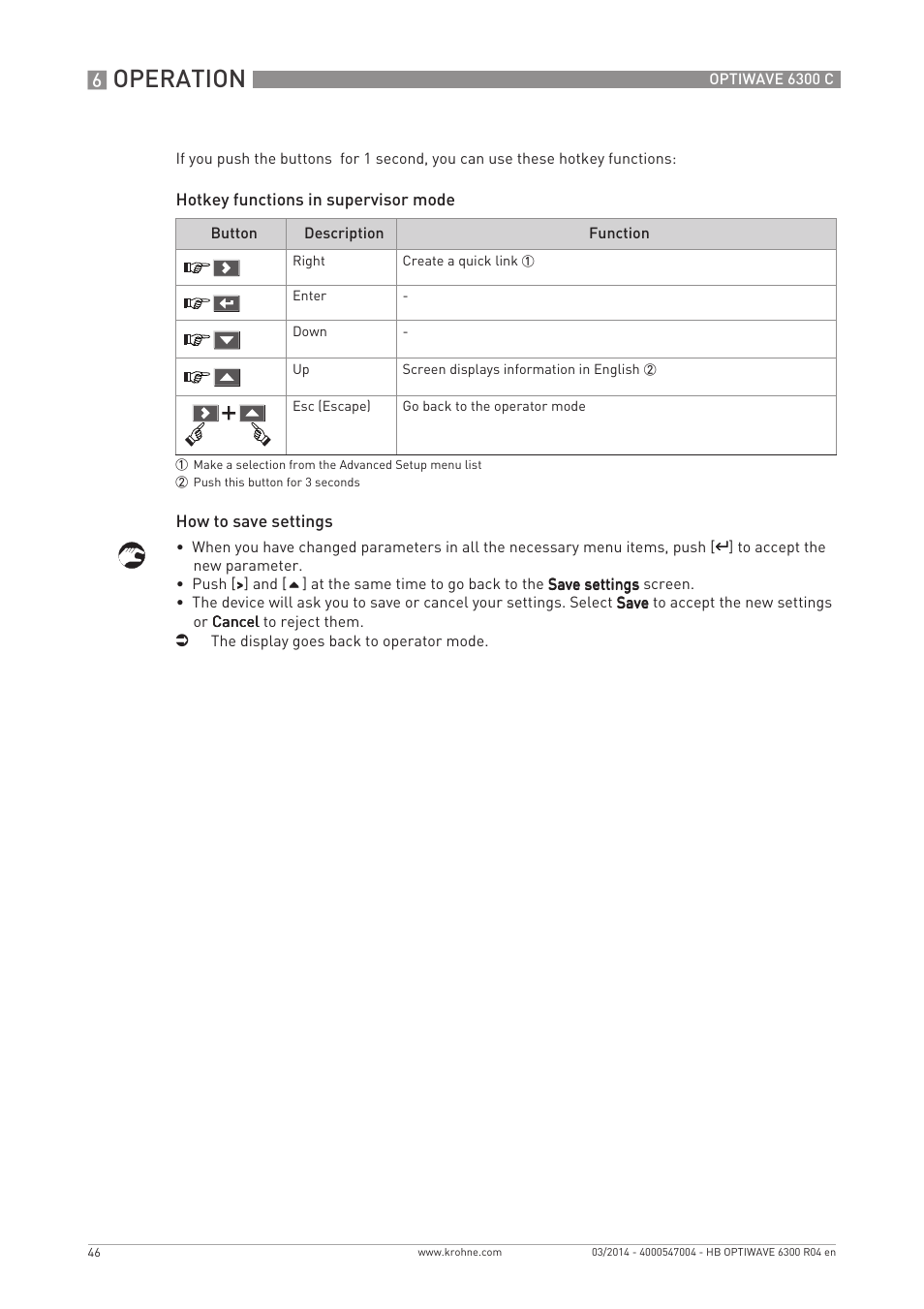Operation | KROHNE OPTIWAVE 6300C EN User Manual | Page 46 / 120