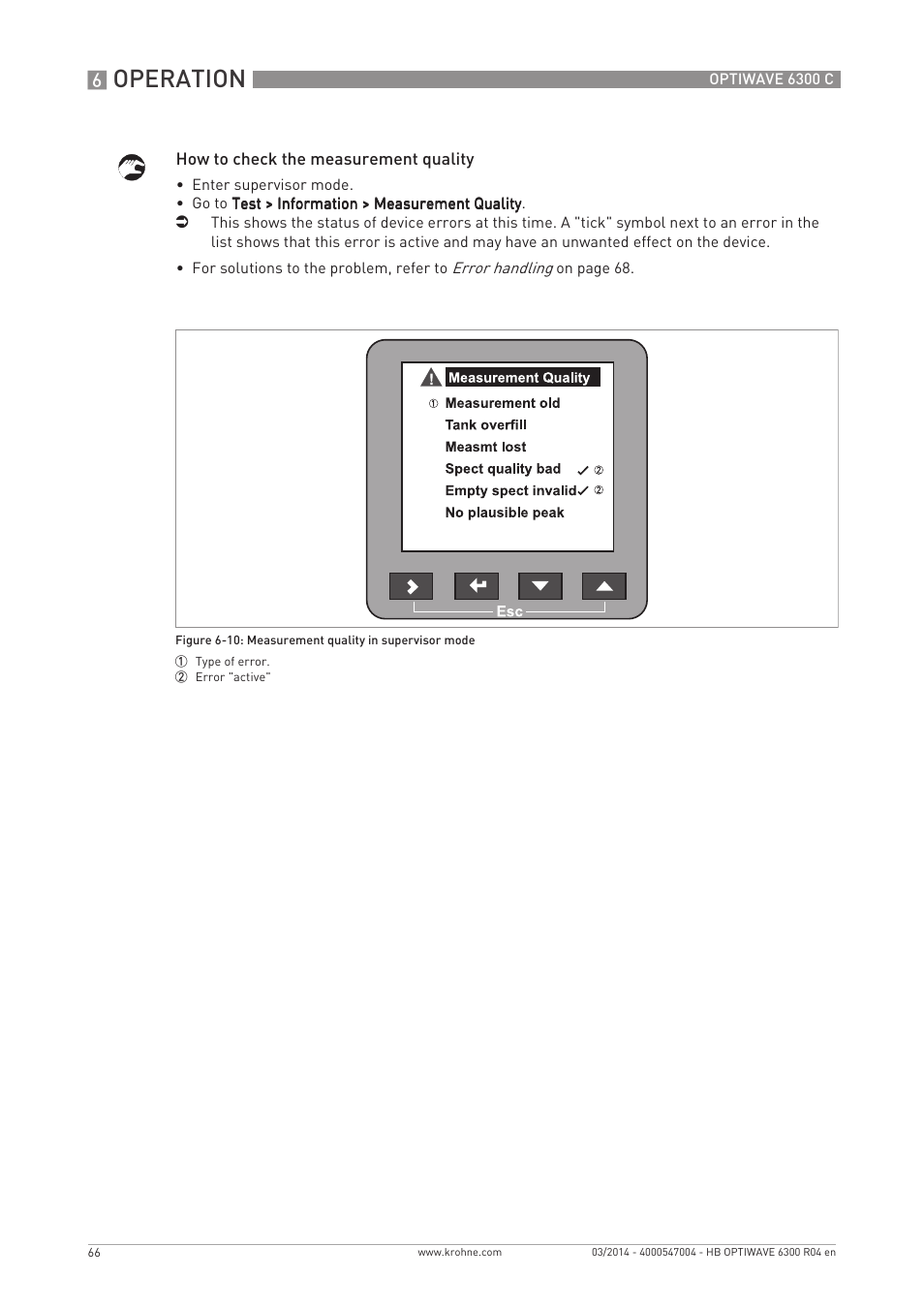 Operation | KROHNE OPTIWAVE 6300C EN User Manual | Page 66 / 120