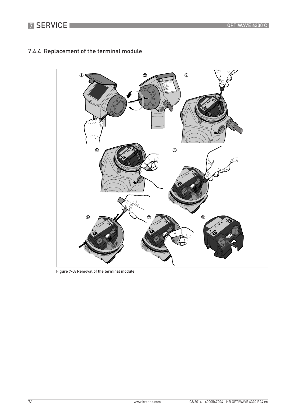 Service | KROHNE OPTIWAVE 6300C EN User Manual | Page 76 / 120