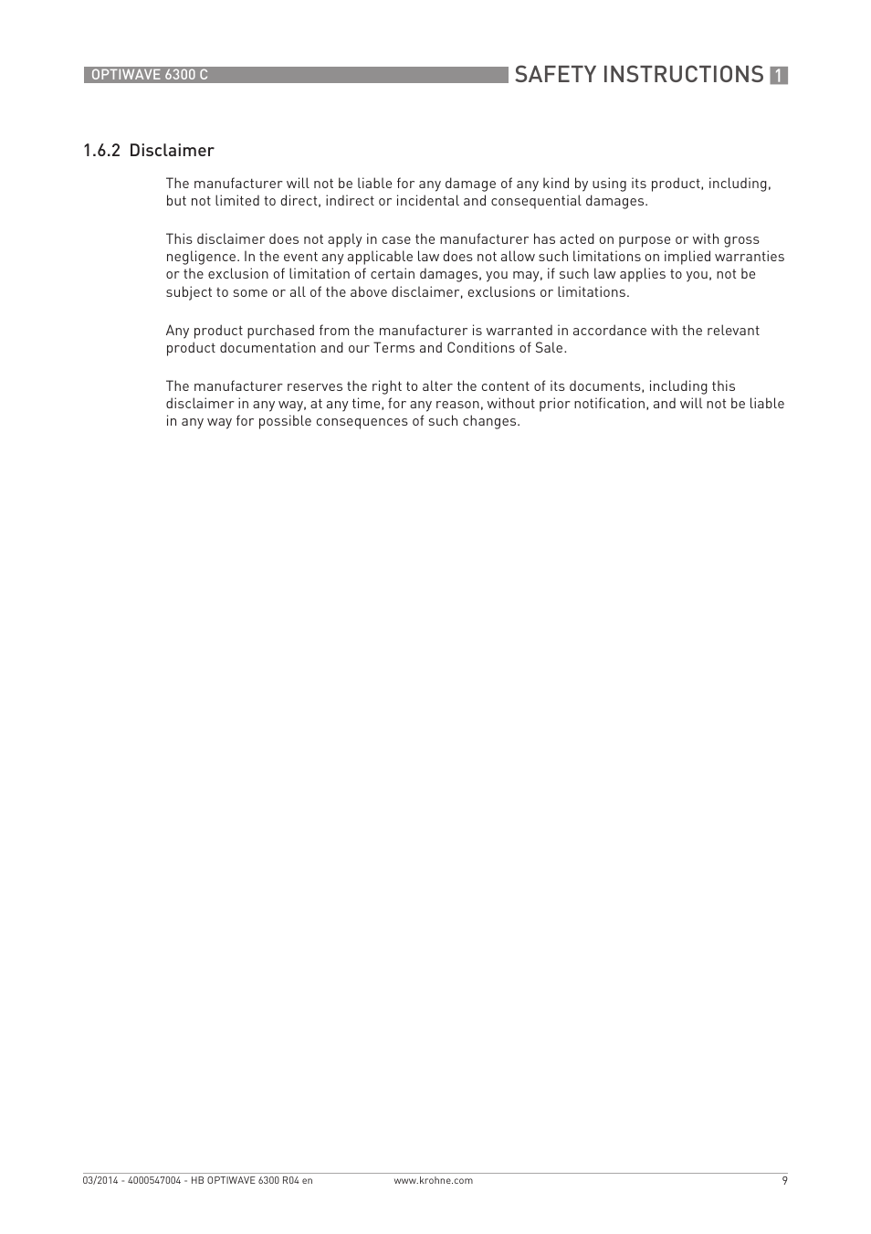 Safety instructions | KROHNE OPTIWAVE 6300C EN User Manual | Page 9 / 120