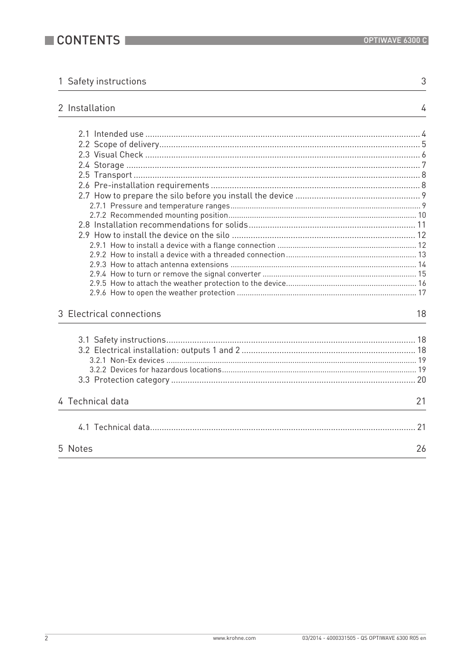 KROHNE OPTIWAVE 6300C Quickstart EN User Manual | Page 2 / 28