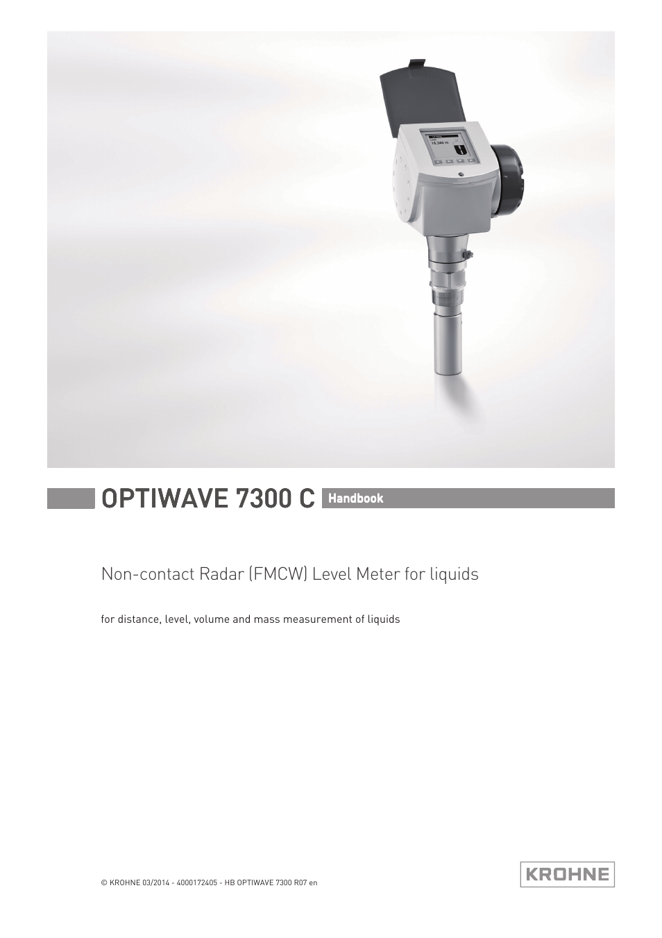 KROHNE OPTIWAVE 7300C EN User Manual | 136 pages