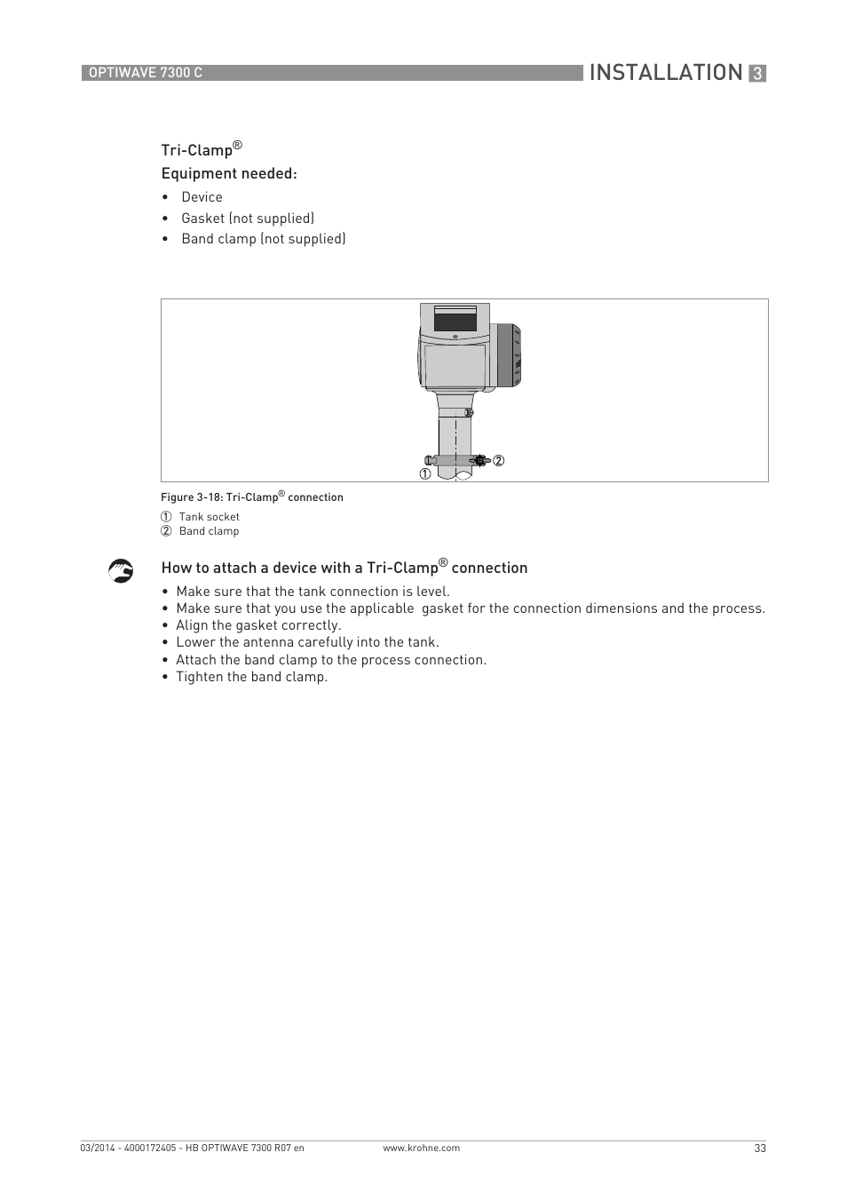 Installation | KROHNE OPTIWAVE 7300C EN User Manual | Page 33 / 136