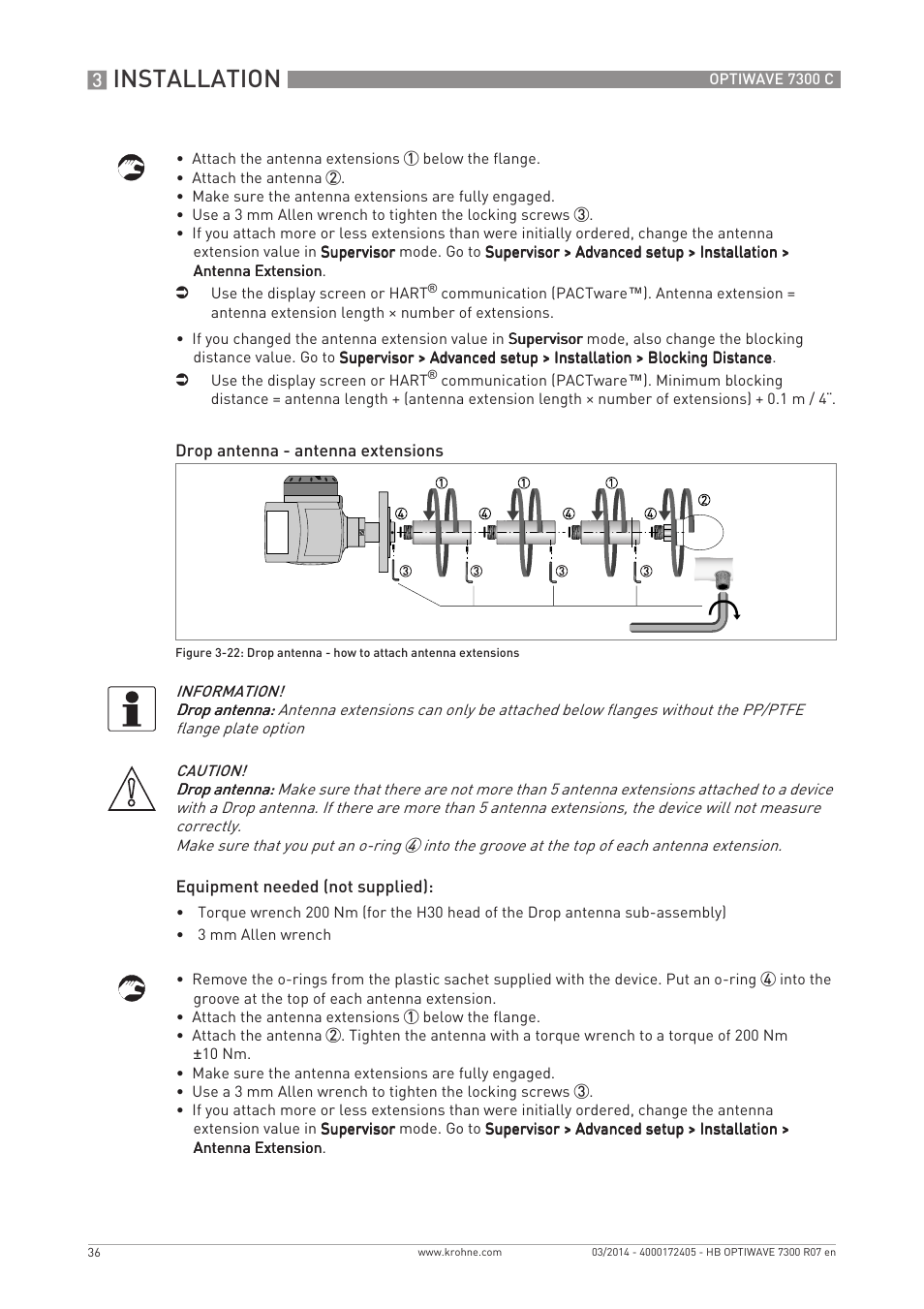 Installation | KROHNE OPTIWAVE 7300C EN User Manual | Page 36 / 136