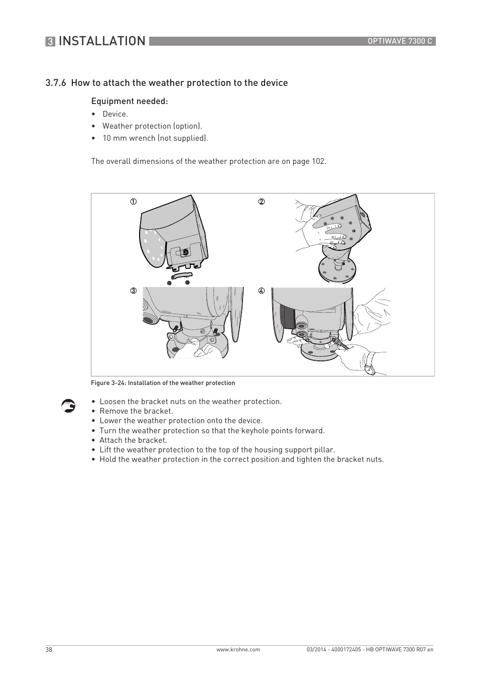 Installation | KROHNE OPTIWAVE 7300C EN User Manual | Page 38 / 136