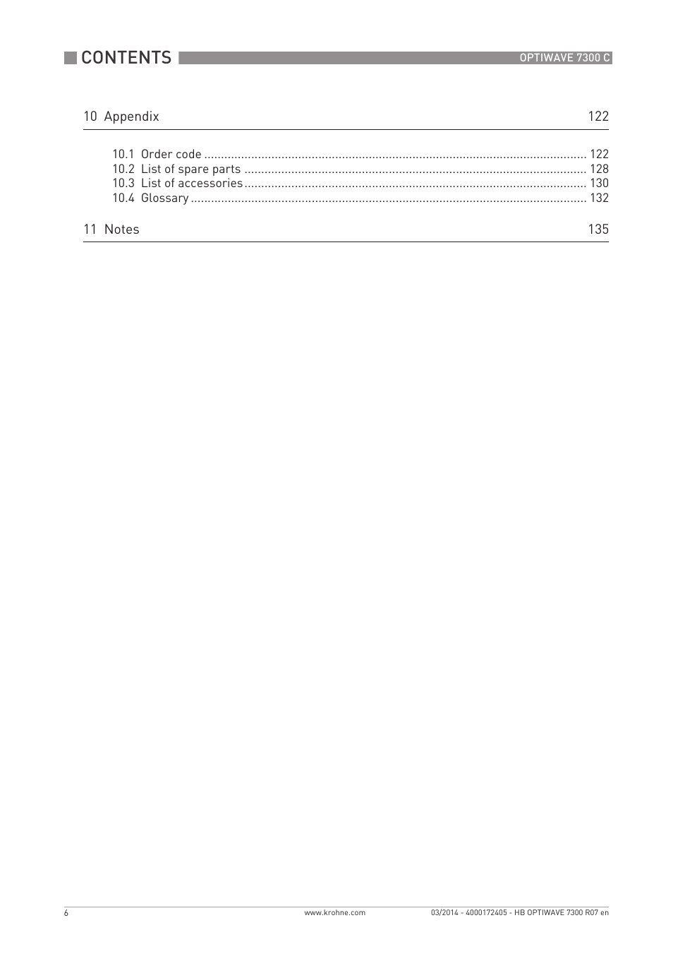 KROHNE OPTIWAVE 7300C EN User Manual | Page 6 / 136