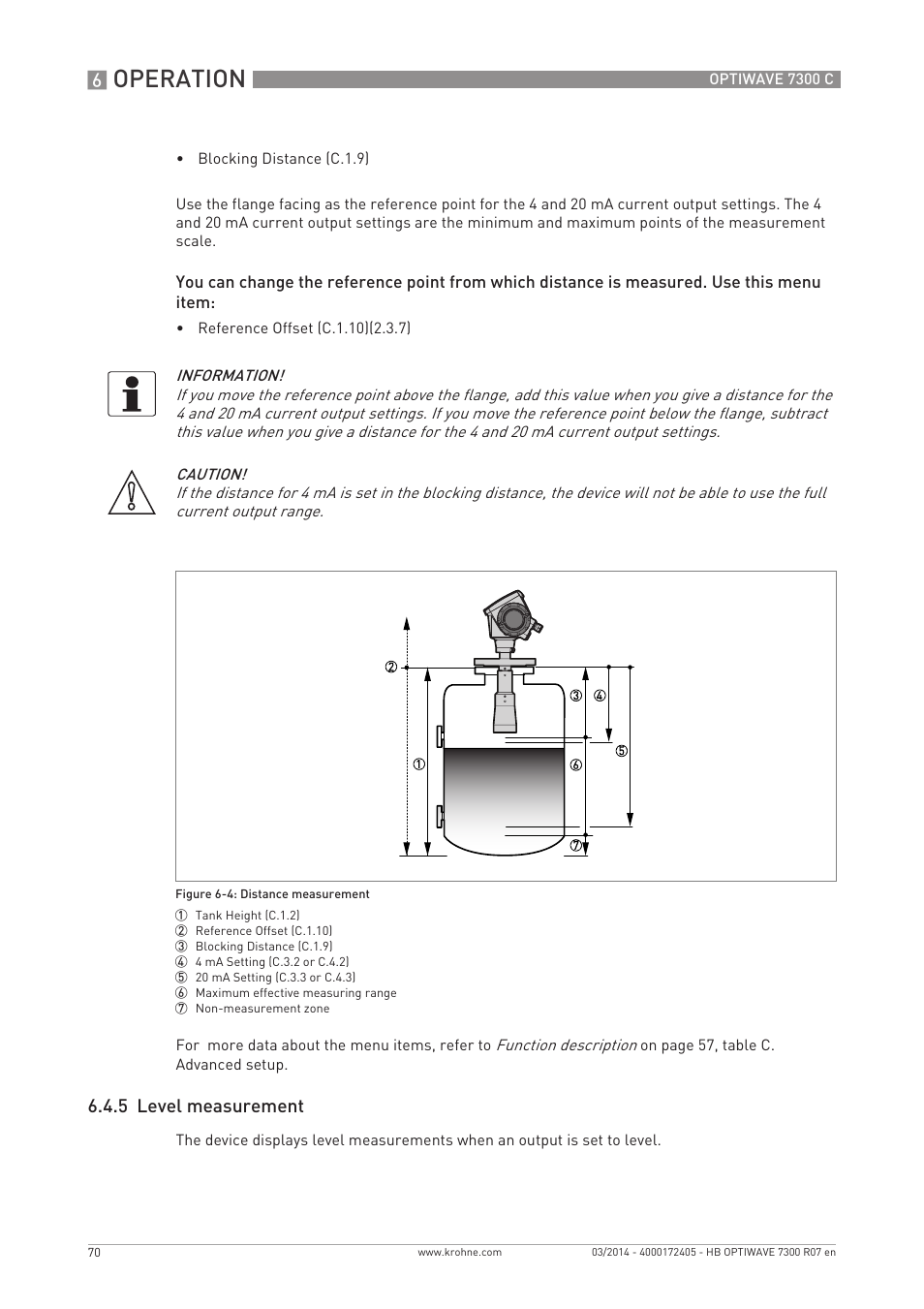 Operation, 5 level measurement | KROHNE OPTIWAVE 7300C EN User Manual | Page 70 / 136