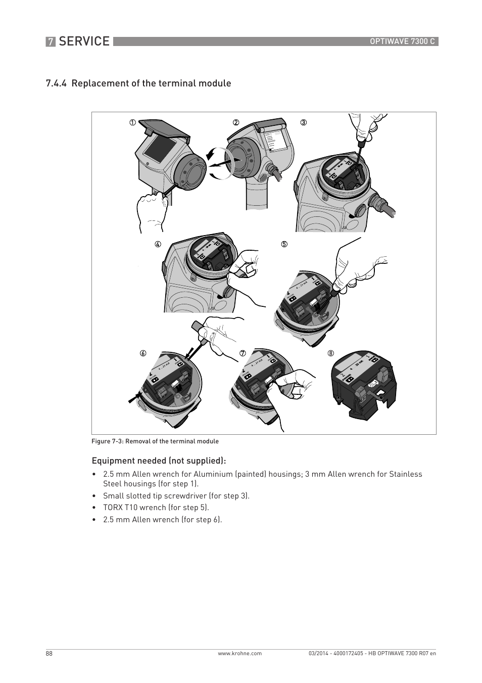 Service | KROHNE OPTIWAVE 7300C EN User Manual | Page 88 / 136