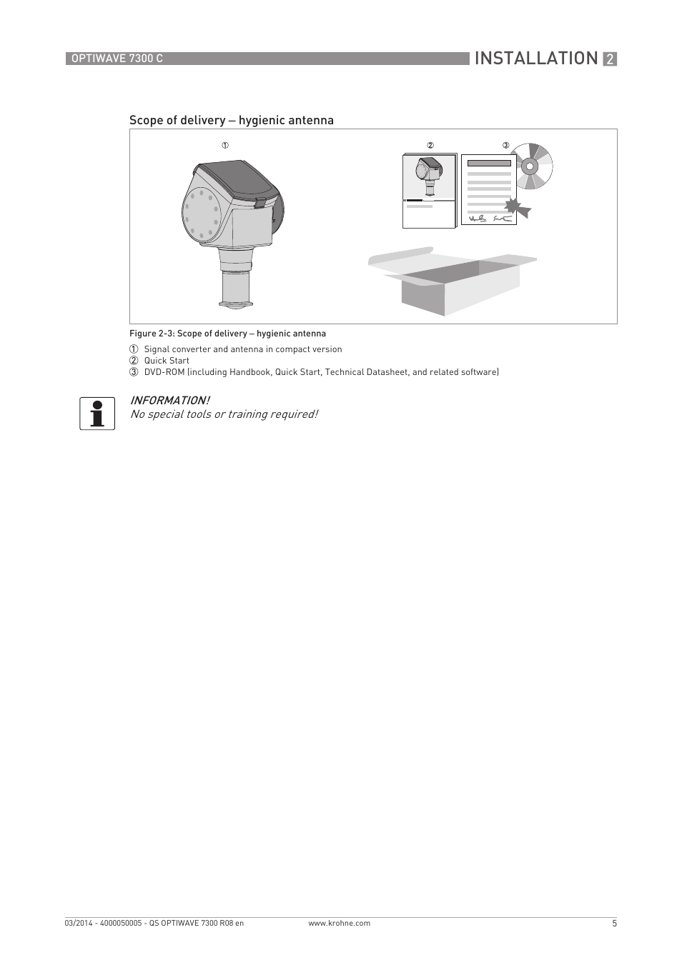 Installation | KROHNE OPTIWAVE 7300C Quickstart EN User Manual | Page 5 / 32