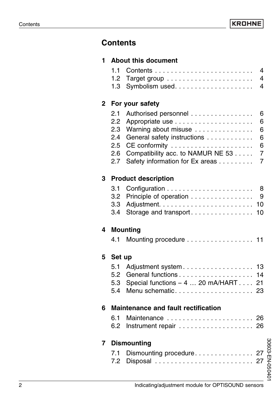 KROHNE OPTISOUND 3000 Series EN User Manual | Page 2 / 32