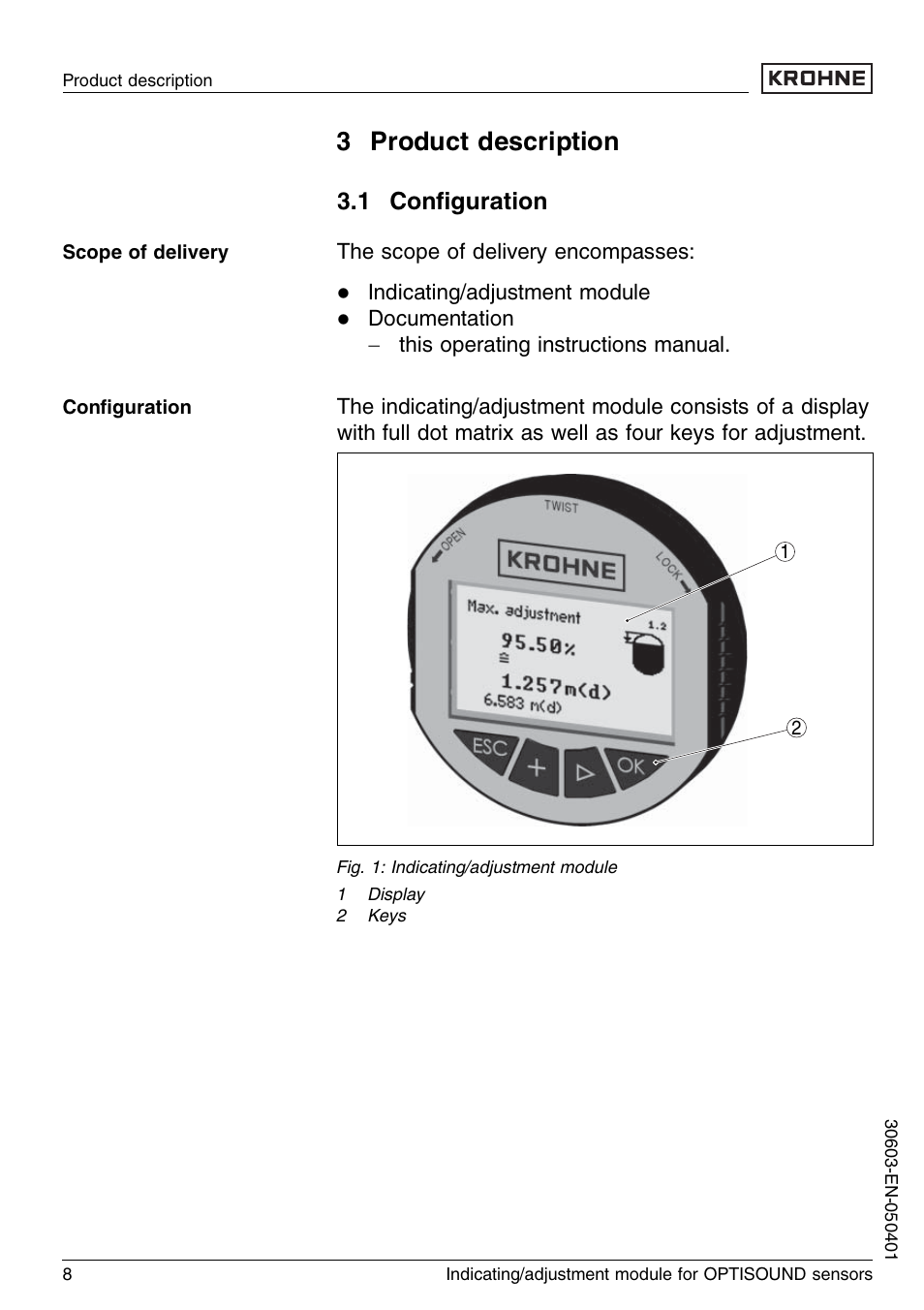 3 product description, 1 configuration, 1 conﬁguration | KROHNE OPTISOUND 3000 Series EN User Manual | Page 8 / 32