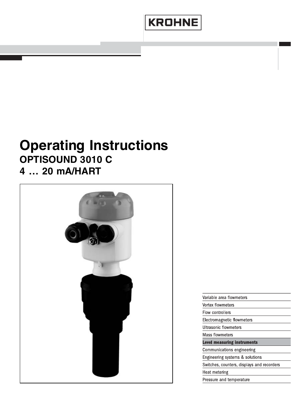 KROHNE OPTISOUND 3010C 2wire EN User Manual | 48 pages