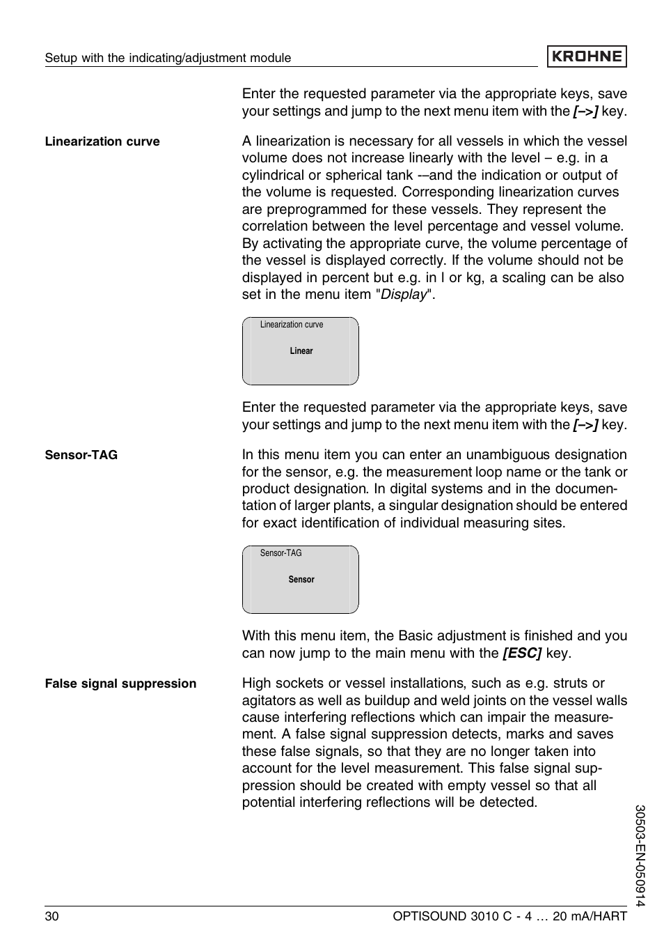 KROHNE OPTISOUND 3010C 2wire EN User Manual | Page 30 / 48