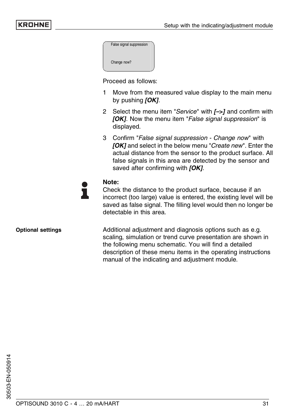 KROHNE OPTISOUND 3010C 2wire EN User Manual | Page 31 / 48