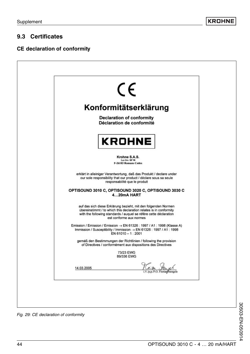 3 certificates, 3 certiﬁcates | KROHNE OPTISOUND 3010C 2wire EN User Manual | Page 44 / 48