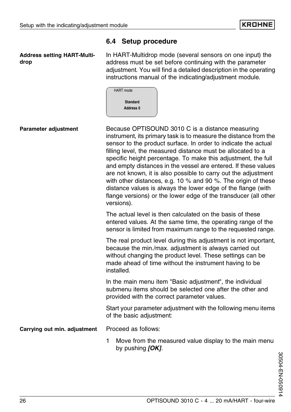 4 setup procedure | KROHNE OPTISOUND 3010C 4wire EN User Manual | Page 26 / 44