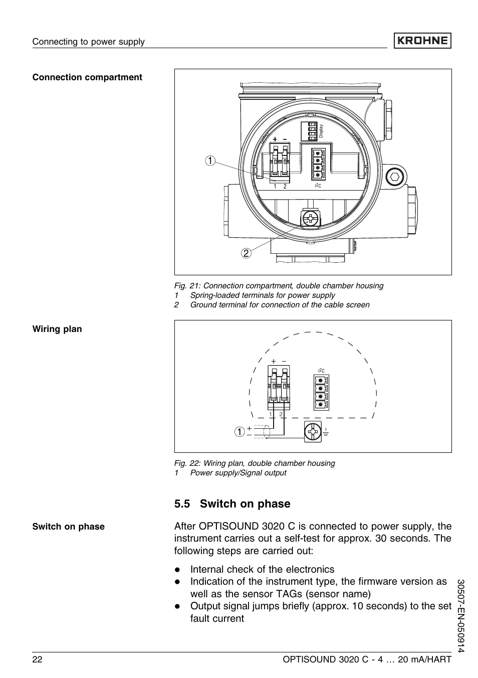 5 switch on phase | KROHNE OPTISOUND 3020C 2wire EN User Manual | Page 22 / 48