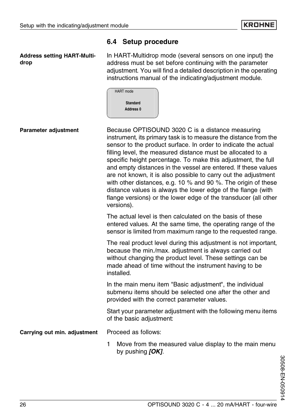 4 setup procedure | KROHNE OPTISOUND 3020C 4wire EN User Manual | Page 26 / 44