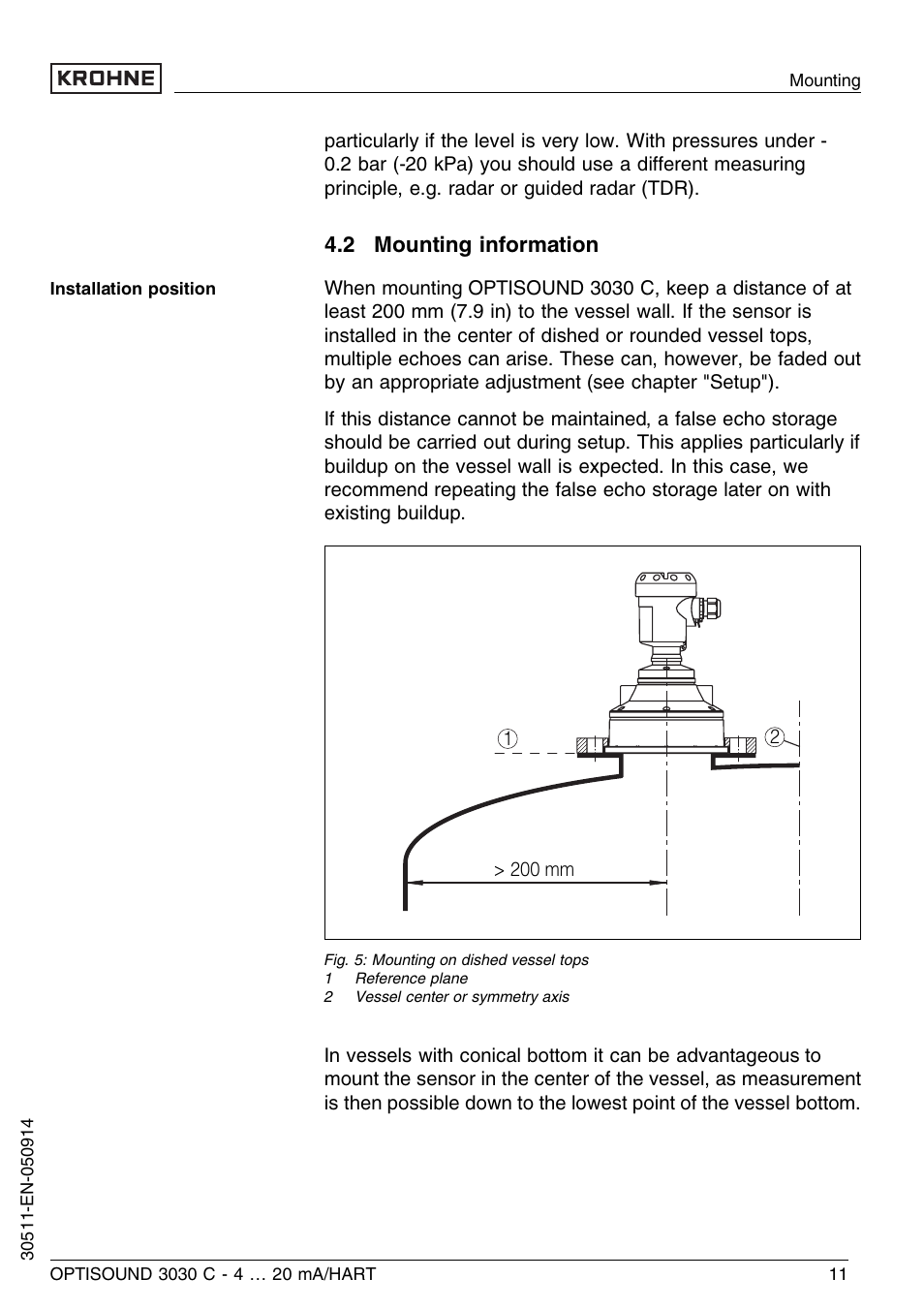 2 mounting information | KROHNE OPTISOUND 3030C 2wire EN User Manual | Page 11 / 48