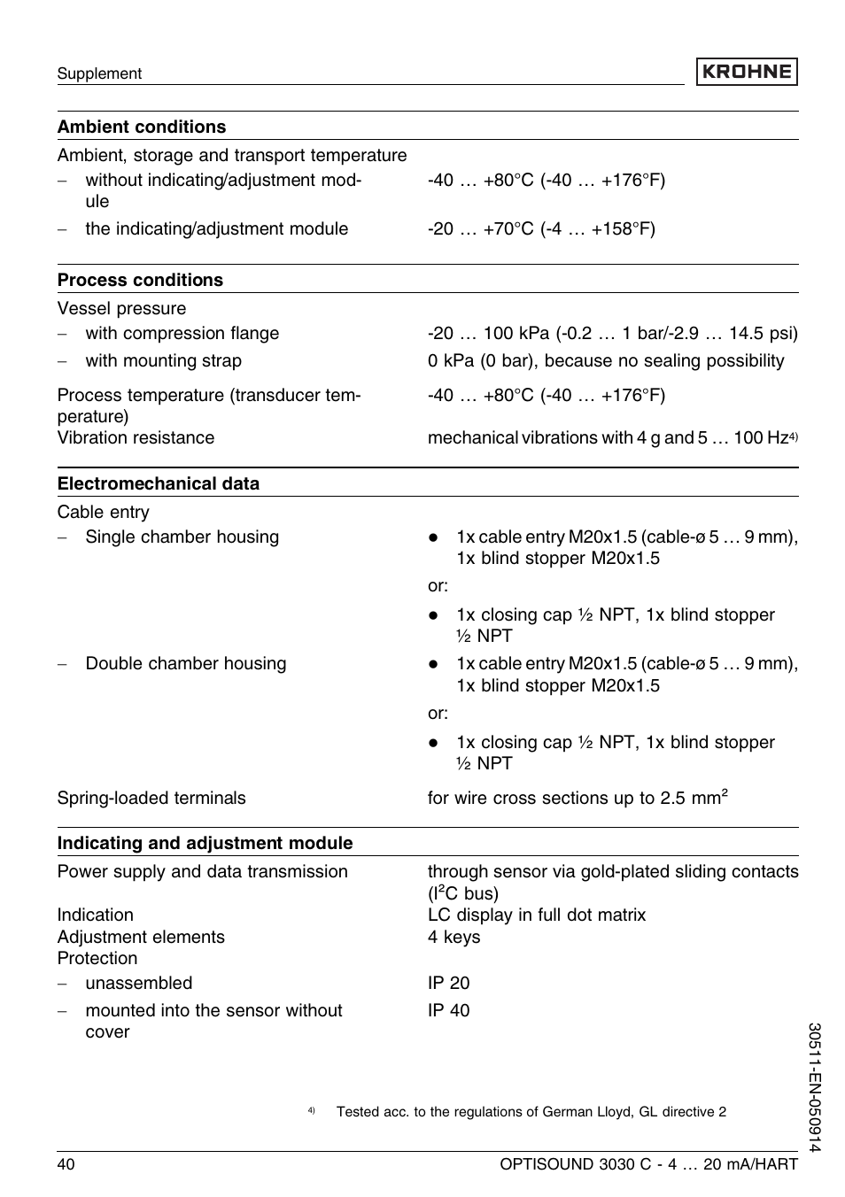 KROHNE OPTISOUND 3030C 2wire EN User Manual | Page 40 / 48