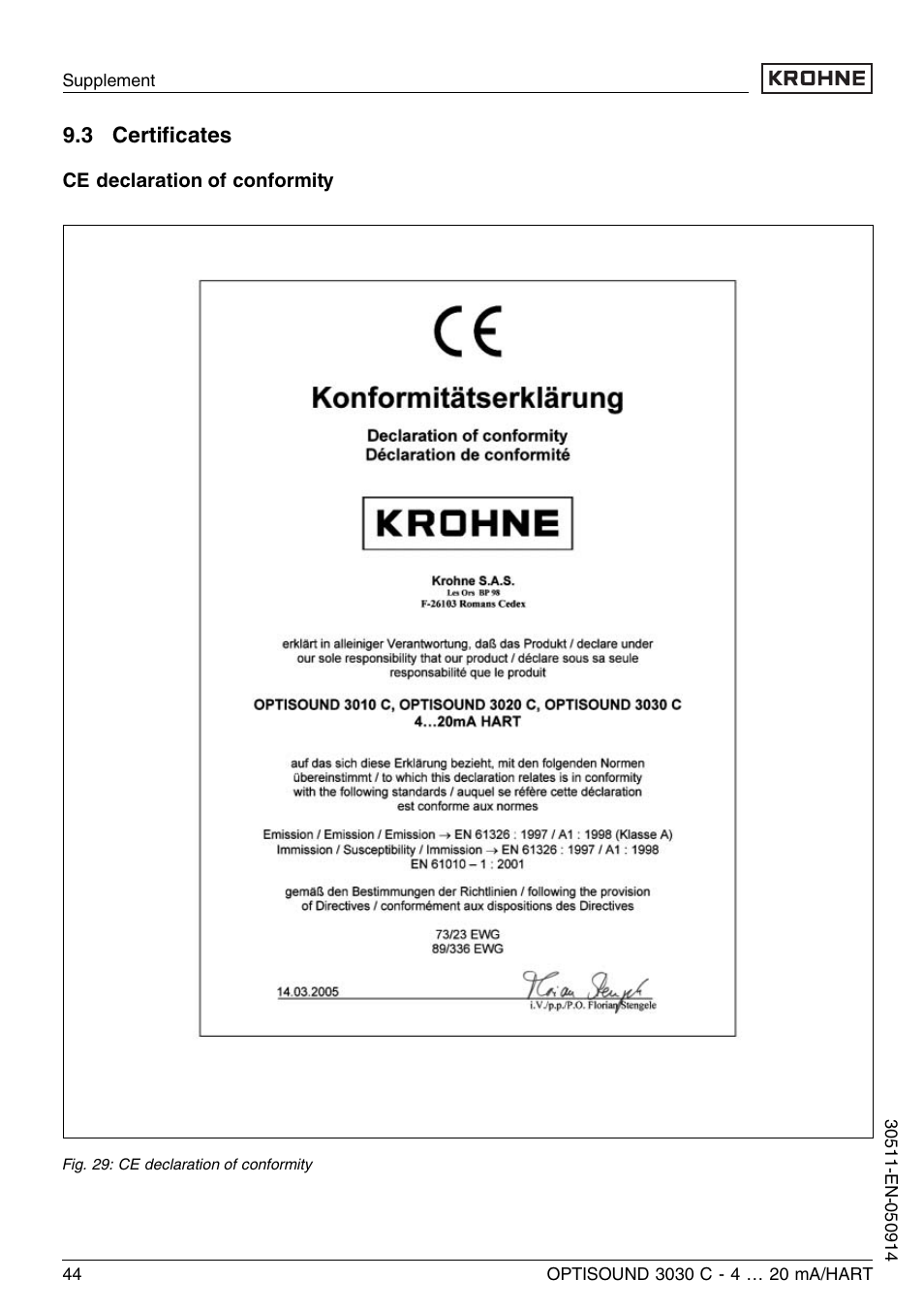 3 certificates, 3 certiﬁcates | KROHNE OPTISOUND 3030C 2wire EN User Manual | Page 44 / 48