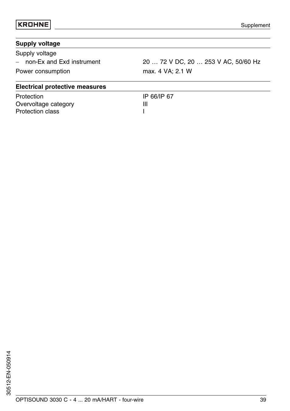 KROHNE OPTISOUND 3030C 4wire EN User Manual | Page 39 / 44