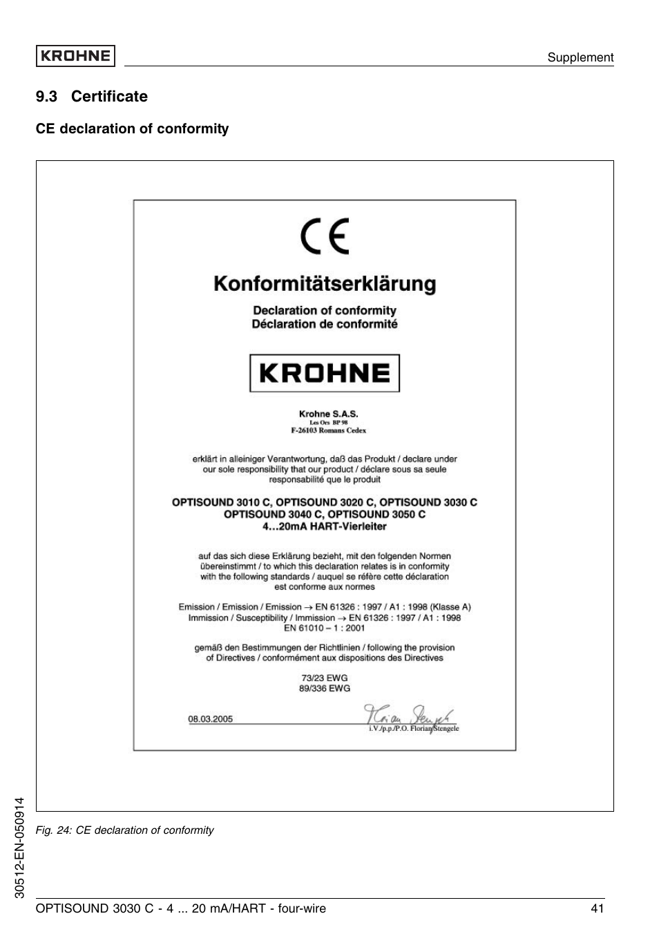 3 certificate, 3 certiﬁcate | KROHNE OPTISOUND 3030C 4wire EN User Manual | Page 41 / 44