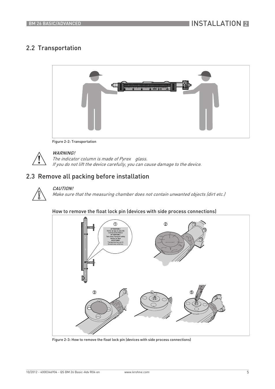 Installation | KROHNE BM 26 BASIC_ADVANCED Quickstart EN User Manual | Page 5 / 32